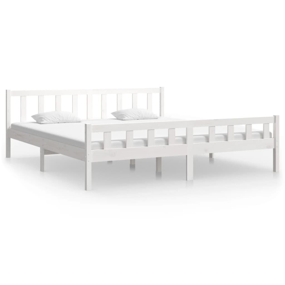 vidaXL Solid Wood Bed Frame White 160x200 cm Bedroom Wooden Bedstead Bed Base