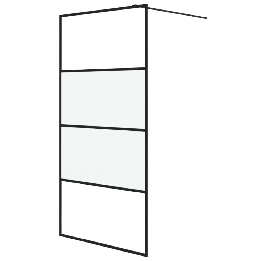 Vidaxl Walk-In Shower Wall Black 100X195 Cm Half Frosted Esg Glass Shower Wall