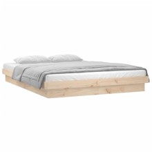(brown, 150 x 200 cm) vidaXL LED Bed Frame Mattress Foundation Bedstead Platform Bed Base Solid Wood