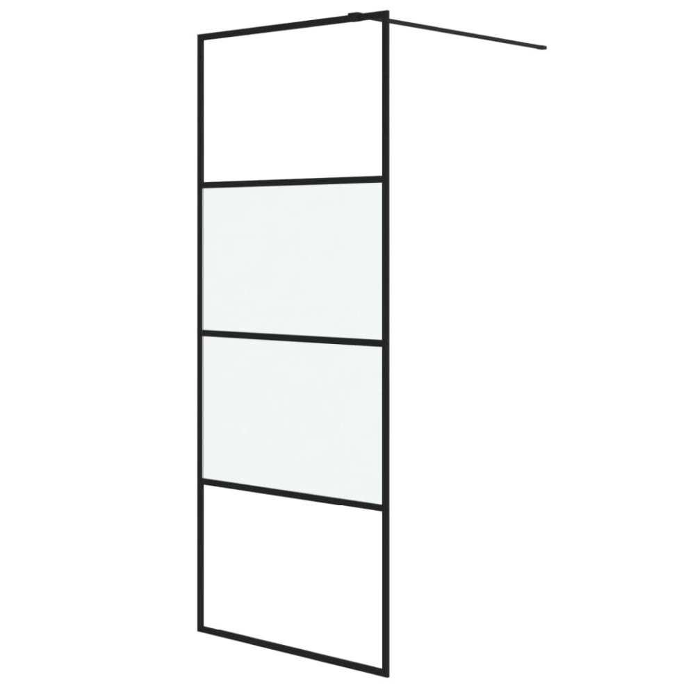 Vidaxl Walk-In Shower Wall Black 80X195 Cm Half Frosted Esg Glass Shower Wall