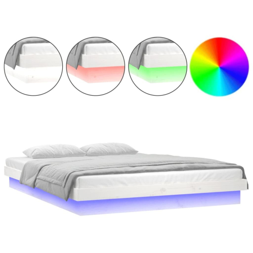 VidaXL (white, 120 x 190 cm) vidaXL LED Bed Frame Mattress Foundation Bedstead Platform Bed Base Solid Wood