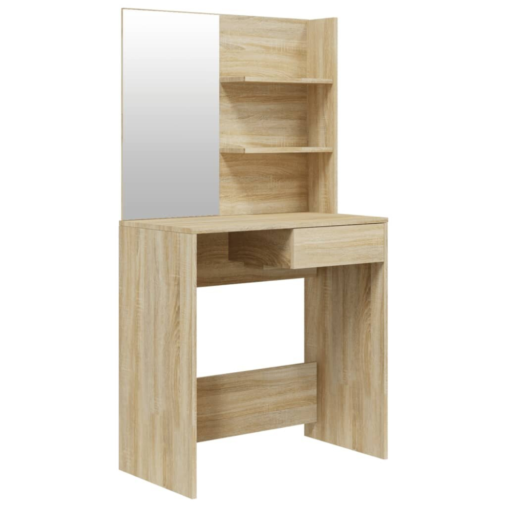 Vidaxl (Sonoma Oak) Dressing Table With Mirror Bedroom Makeup Vanity Desk Cosmetic Table