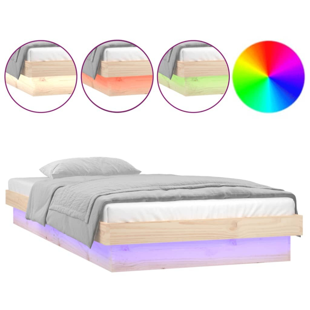 (brown, 75 x 190 cm) vidaXL Solid Wood LED Bed Frame Home Bedstead Platform Bed Multi Colours/Sizes