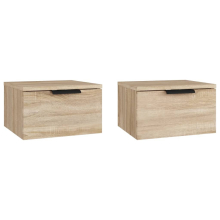 (Sonoma oak, 2) vidaXL Wall-mounted Bedside Cabinets Bedroom Floating Nightstand Wall Cabinet