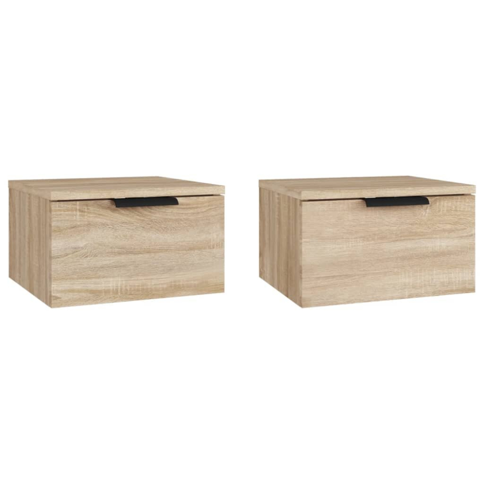 Vidaxl (Sonoma Oak, 2) Wall-Mounted Bedside Cabinets Bedroom Floating Nightstand Wall Cabinet