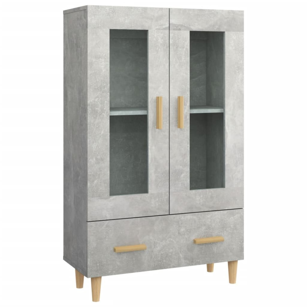 VIDAXL Highboard - 2 Glass Doors - Single Drawer - Concrete Grey - Image 2
