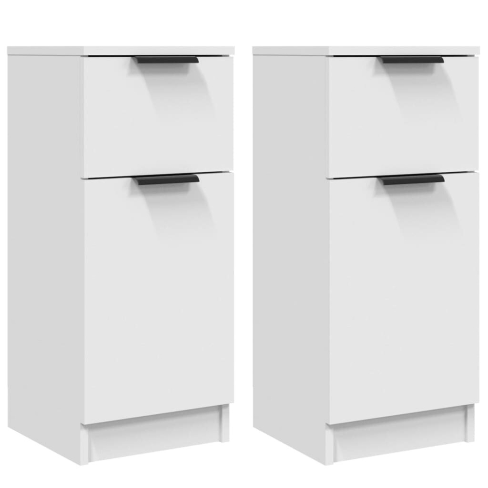 Vidaxl (White, 2) Sideboard Cabinet Home Organiser Cupboard Side Cabinet Engineered Wood