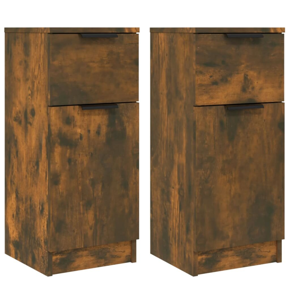 Vidaxl (Smoked Oak, 2) Sideboard Cabinet Home Organiser Cupboard Side Cabinet Engineered Wood