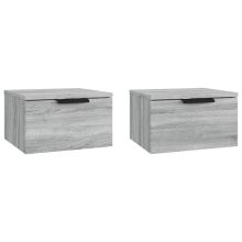 (Grey sonoma, 2) vidaXL Wall-mounted Bedside Cabinets Bedroom Floating Nightstand Wall Cabinet
