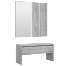 (Grey sonoma) vidaXL Hallway Furniture Set Living Room Bench and Coat Rack Engineered Wood