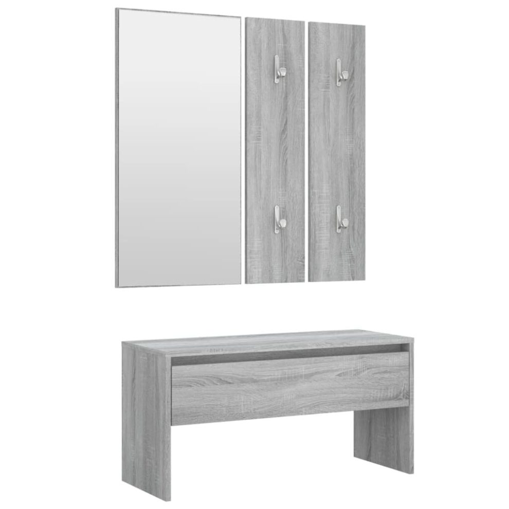 Vidaxl ( Sonoma) Hallway Furniture Set Living Room Bench And Coat Rack Engineered Wood Grey
