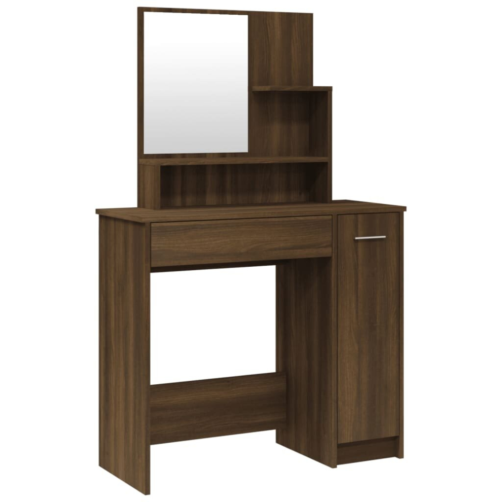 (Brown oak) vidaXL Dressing Table Makeup Table Vanity Desk Cosmetic Table with Mirror