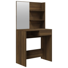 (Brown oak) vidaXL Dressing Table with Mirror Bedroom Makeup Vanity Desk Cosmetic Table