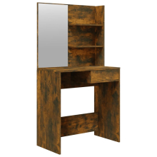 (Smoked oak) vidaXL Dressing Table with Mirror Bedroom Makeup Vanity Desk Cosmetic Table
