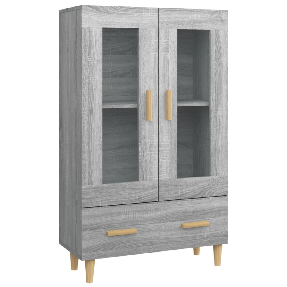 VIDAXL Highboard - 2 Glass Door - Grey - Engineered Wood - 115 x 70 x 31cm - Image 4