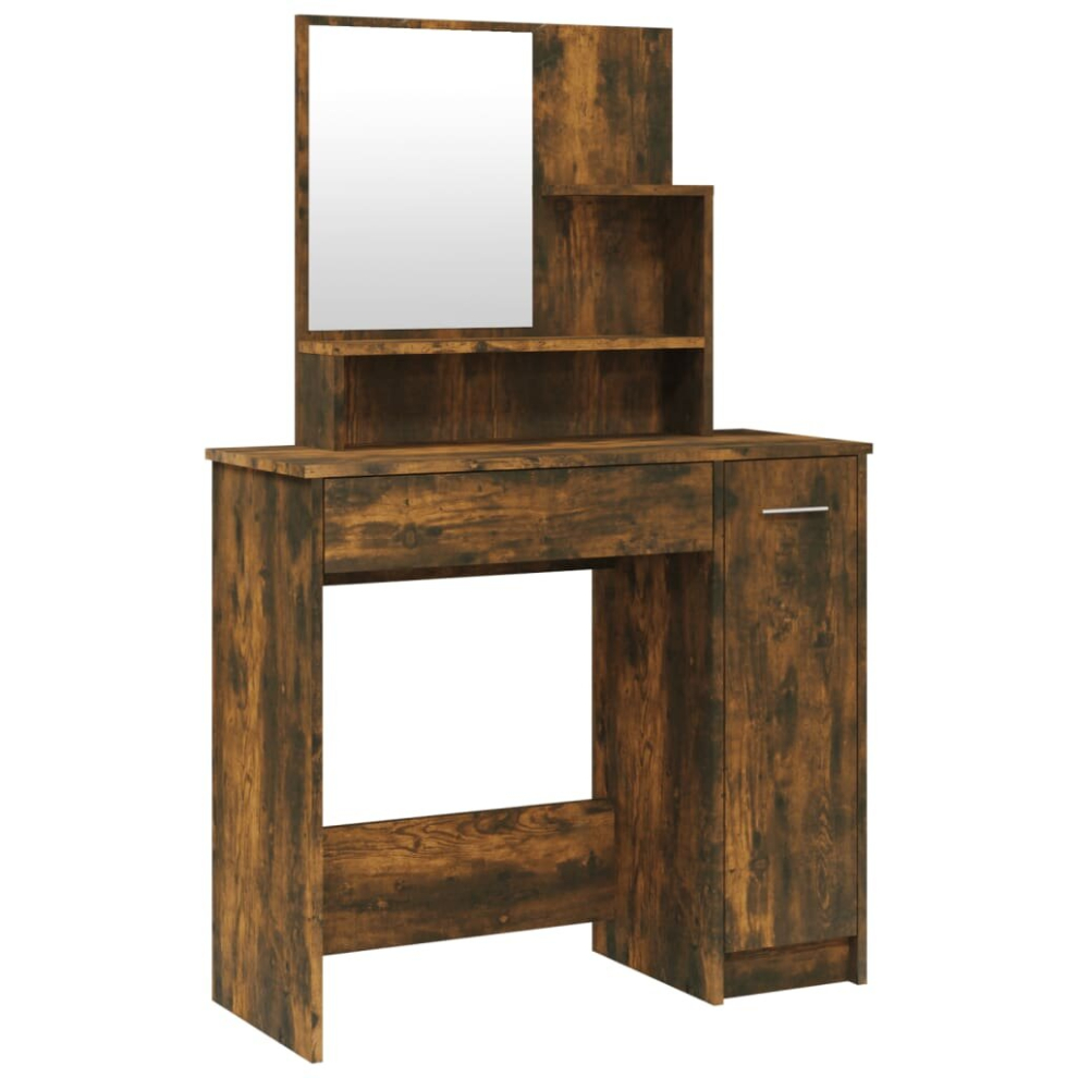 (Smoked oak) vidaXL Dressing Table Makeup Table Vanity Desk Cosmetic Table with Mirror