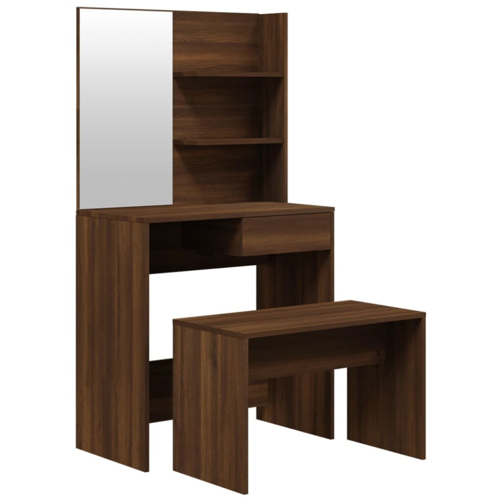 (Brown oak) vidaXL Dressing Table Set HomeVanity Table Makeup Vanity Desk Cosmetic Table