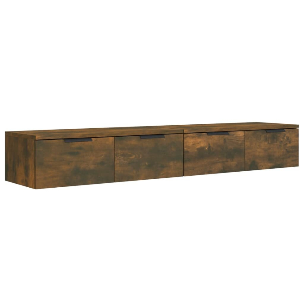 Vidaxl (Smoked Oak) 2X Wall Cabinets Engineered Wood Floating Hanging Cabinet Multi Colours