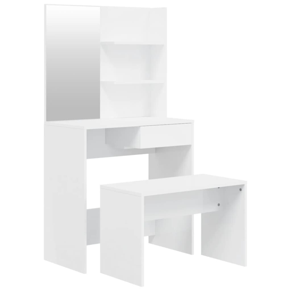 (High gloss white) vidaXL Dressing Table Set HomeVanity Table Makeup Vanity Desk Cosmetic Table