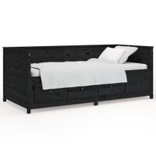 (black, 90 x 200 cm) vidaXL Day Bed Sleepover Sofa Occasional Guest Bed Sofa Bed Solid Wood Pine