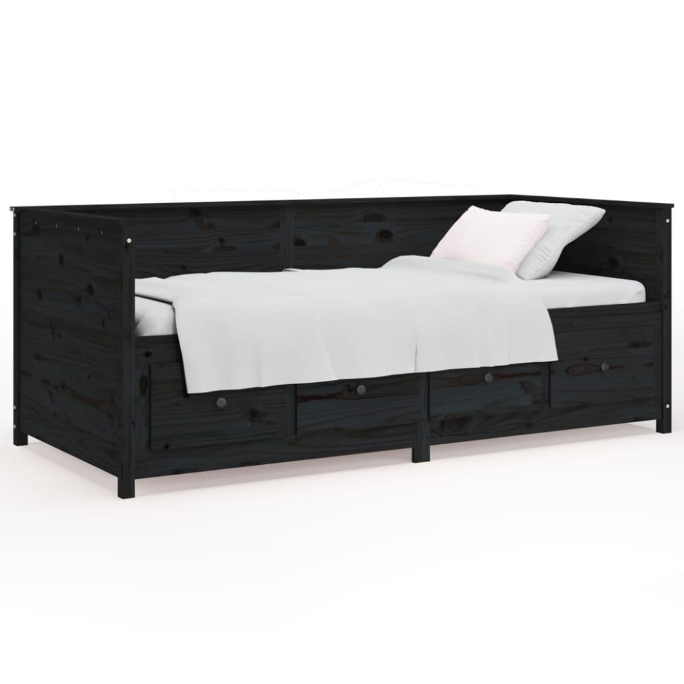Vidaxl (Black, 75 X 190 Cm) Day Bed Sleepover Sofa Occasional Guest Bed Sofa Bed Solid Wood Pine