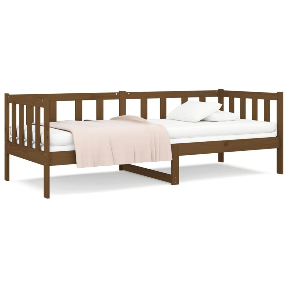 (honey brown) vidaXL Solid Wood Pine Day Bed Wooden Sleepover Occasional Bed Multi Colours