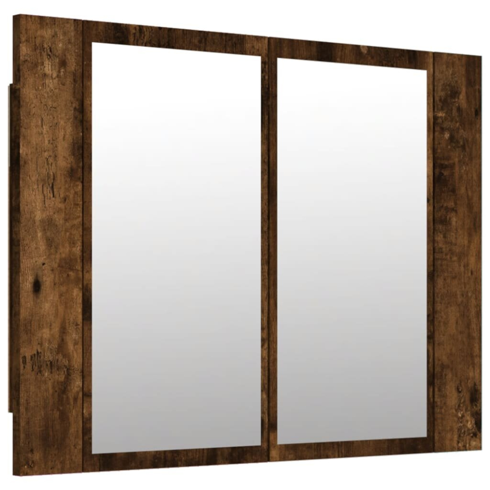 Vidaxl (Smoked Oak) Led Bathroom Mirror Cabinet Washroom Mirror Storage Cupboard Organiser