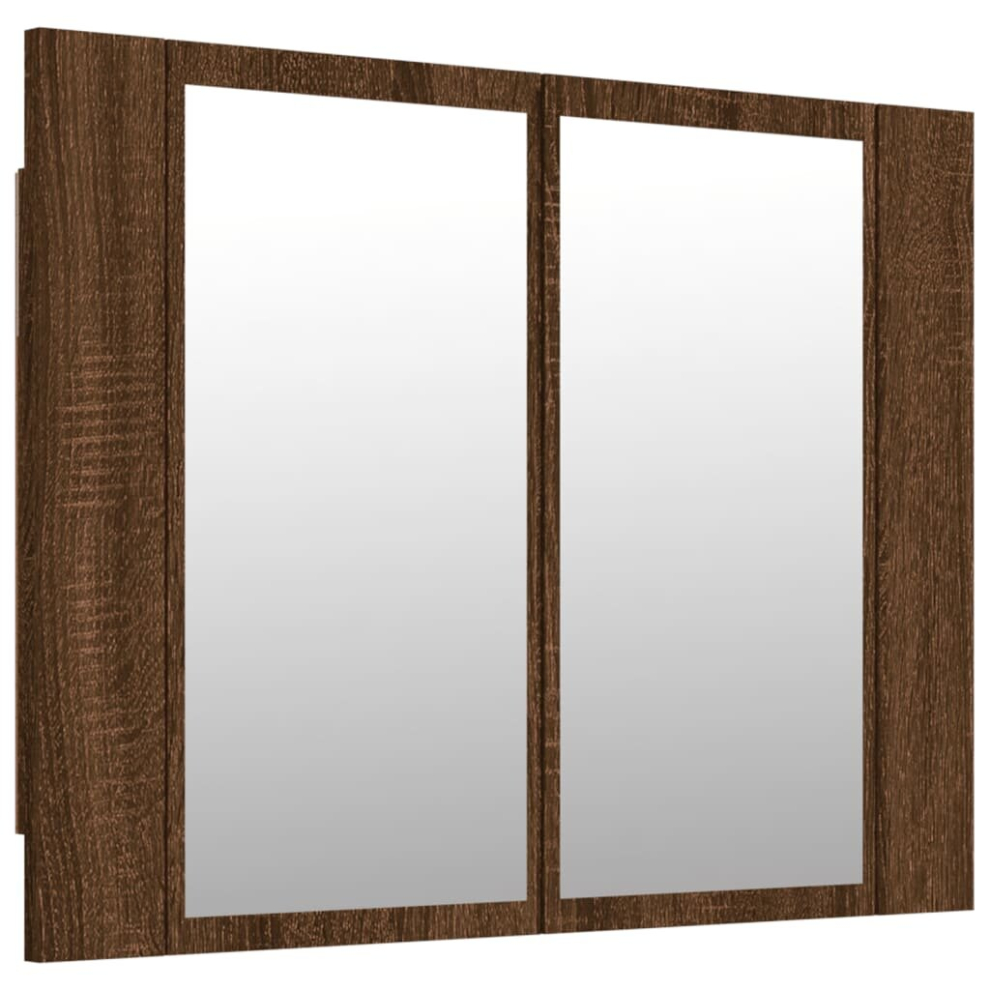 Vidaxl (Brown Oak) Led Bathroom Mirror Cabinet Washroom Mirror Storage Cupboard Organiser