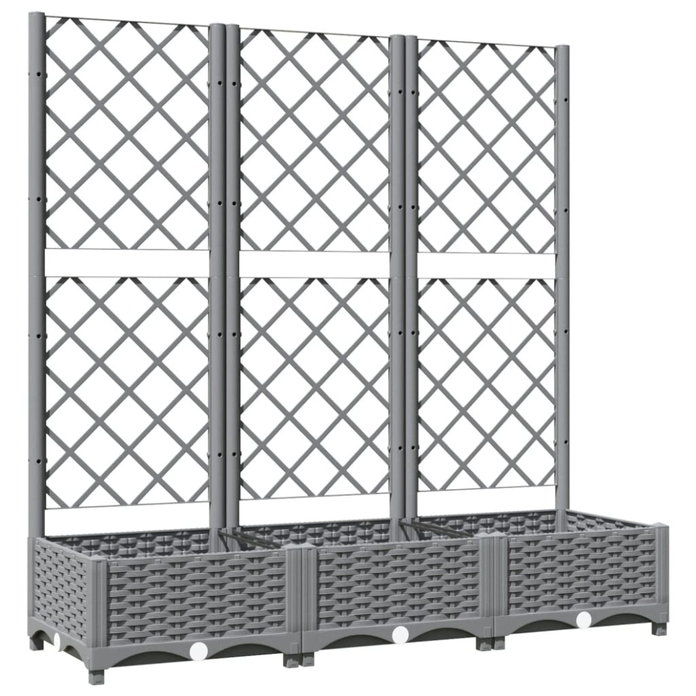 Vidaxl (Light Grey, 120 X 40 X 121.5 Cm) Garden Planter With Trellis Pp Outdoor Raised Bed Flower Pot Planter