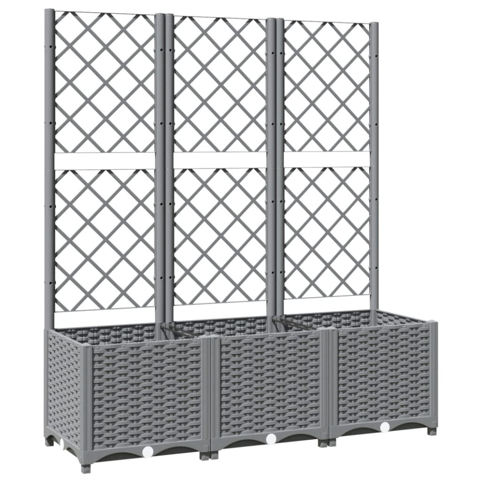 Vidaxl (Light Grey, 120 X 40 X 136 Cm) Garden Planter With Trellis Pp Outdoor Raised Bed Flower Pot Planter