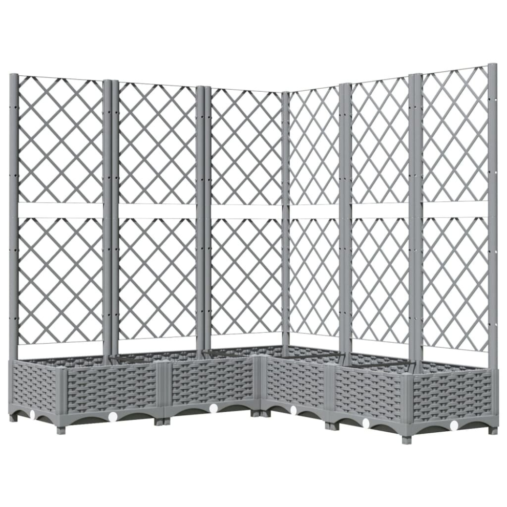 Vidaxl ( 120 X 120 X 121.5 Cm) Garden Planter With Trellis Pp Outdoor Raised Bed Flower Pot Planter Light/Grey