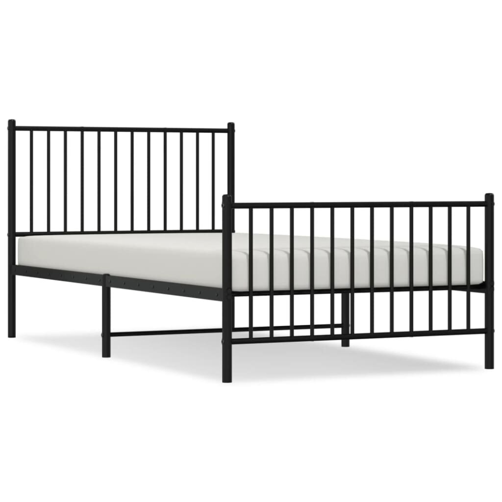 (100 x 200 cm, with headboard & footboard) vidaXL Metal Bed Frame with Headboard Home Bed Base Mattress Foundation Black