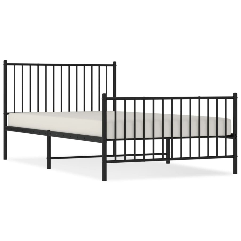 (107 x 203 cm, with headboard & footboard) vidaXL Metal Bed Frame with Headboard Bedroom Metal Platform Bed Base Bedstead