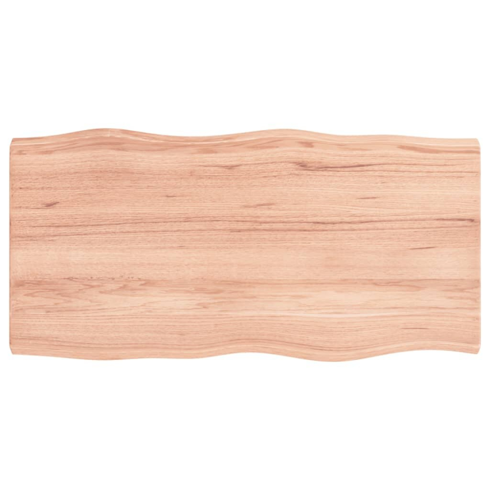 Vidaxl (Light Brown, 80 X 40 X 4 Cm) Table Top Wooden Desk Top For Table Treated Solid Wood Oak Live Edge