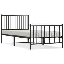 (with headboard & footboard, 90 x 200 cm) vidaXL Metal Bed Frame with Headboard Bedroom Metal Platform Bed Base Bedstead