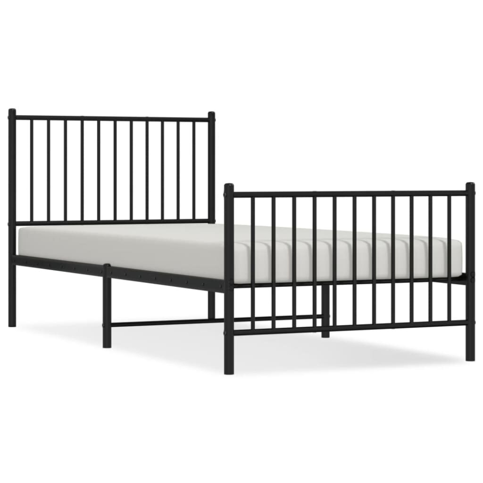 Vidaxl (With Headboard & Footboard, 90 X 200 Cm) Metal Bed Frame With Headboard Bedroom Metal Platform Bed Base Bedstead
