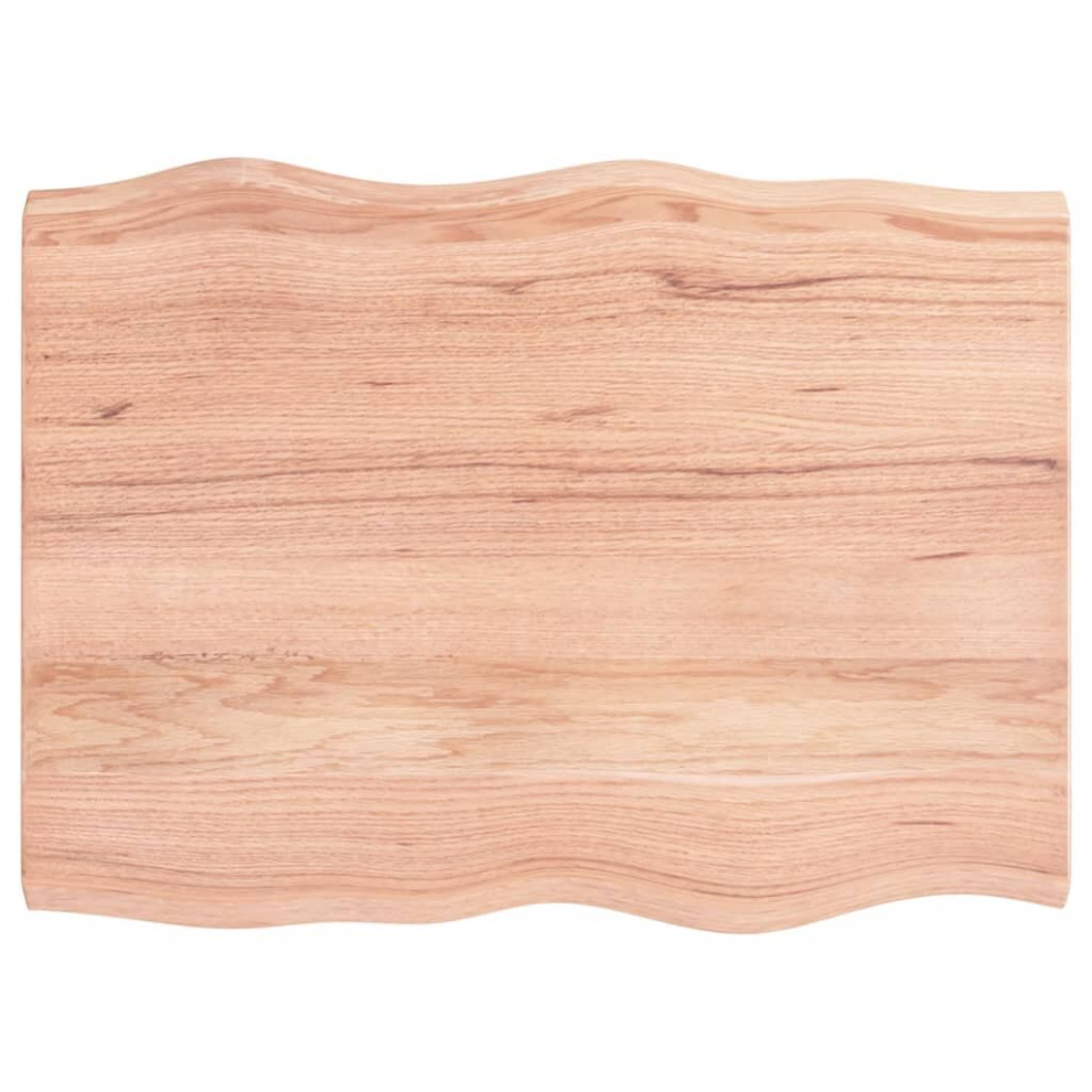 Vidaxl (Light Brown, 80 X 60 X 4 Cm) Table Top Wooden Desk Top For Table Treated Solid Wood Oak Live Edge
