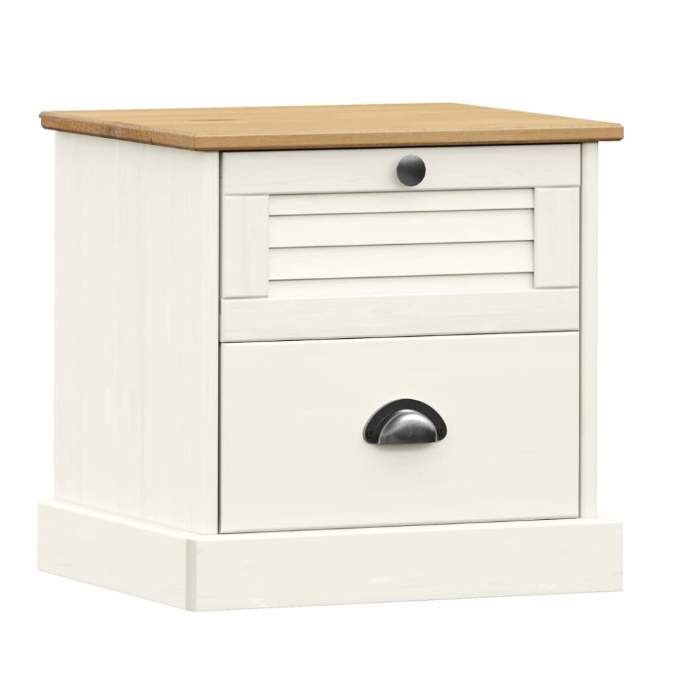 (white) vidaXL Bedside Cabinet Wooden Bedside Table Nightstand VIGO Solid Wood Pine