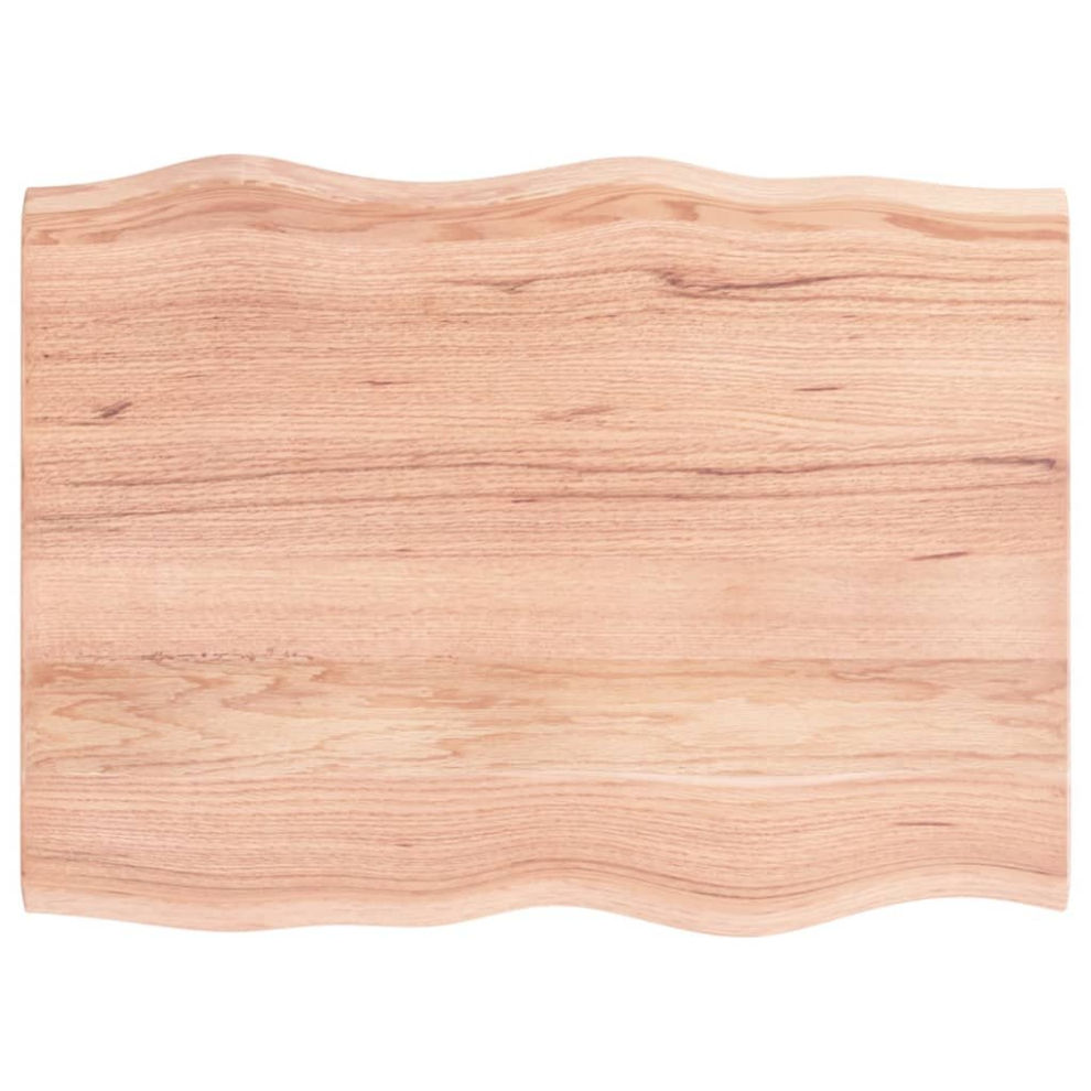 Vidaxl (Light Brown, 80 X 60 X 2 Cm) Table Top Wooden Desk Top For Table Treated Solid Wood Oak Live Edge