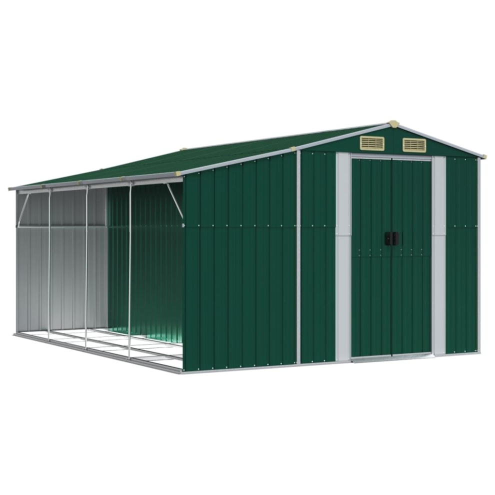 (green, 277 x 365.5 x 179 cm) vidaXL Garden Shed Metal Shed Outdoor Storage Shed Anthracite Galvanised Steel