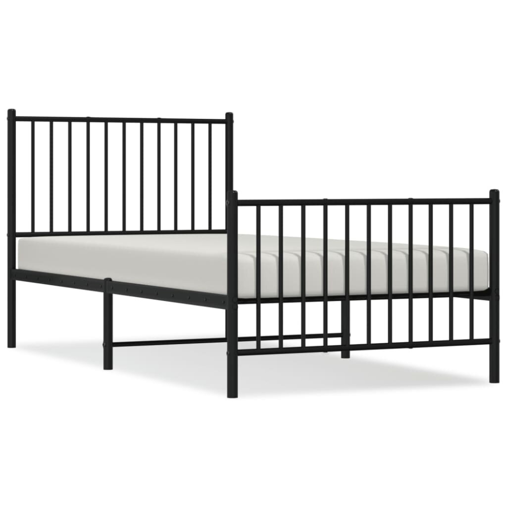 (with headboard & footboard, 90 x 190 cm) vidaXL Metal Bed Frame with Headboard Bedroom Metal Platform Bed Base Bedstead