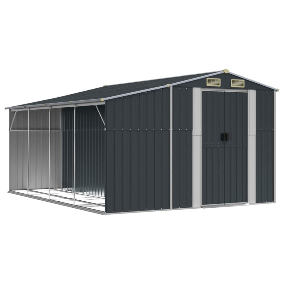 (anthracite, 277 x 365.5 x 179 cm) vidaXL Garden Shed Metal Shed Outdoor Storage Shed Anthracite Galvanised Steel