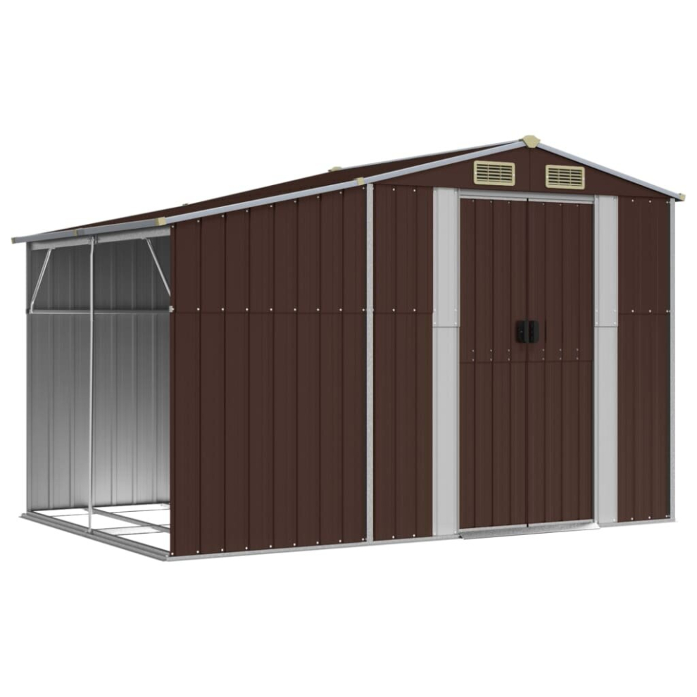 Vidaxl (Brown, 277 X 192.5 X 179 Cm) Garden Shed Metal Shed Outdoor Storage Shed Anthracite Galvanised Steel