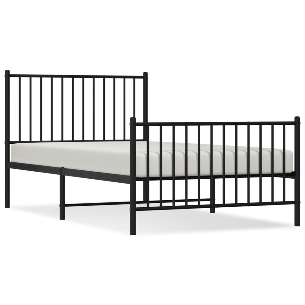 Vidaxl (100 X 190 Cm, With Headboard & Footboard) Metal Bed Frame With Headboard Bedroom Metal Platform Bed Base Bedstead