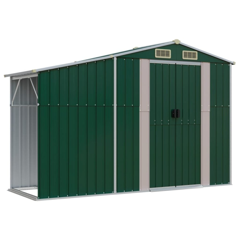 (green, 277 X 93 X 179 cm) vidaXL Garden Shed Metal Shed Outdoor Storage Shed Anthracite Galvanised Steel