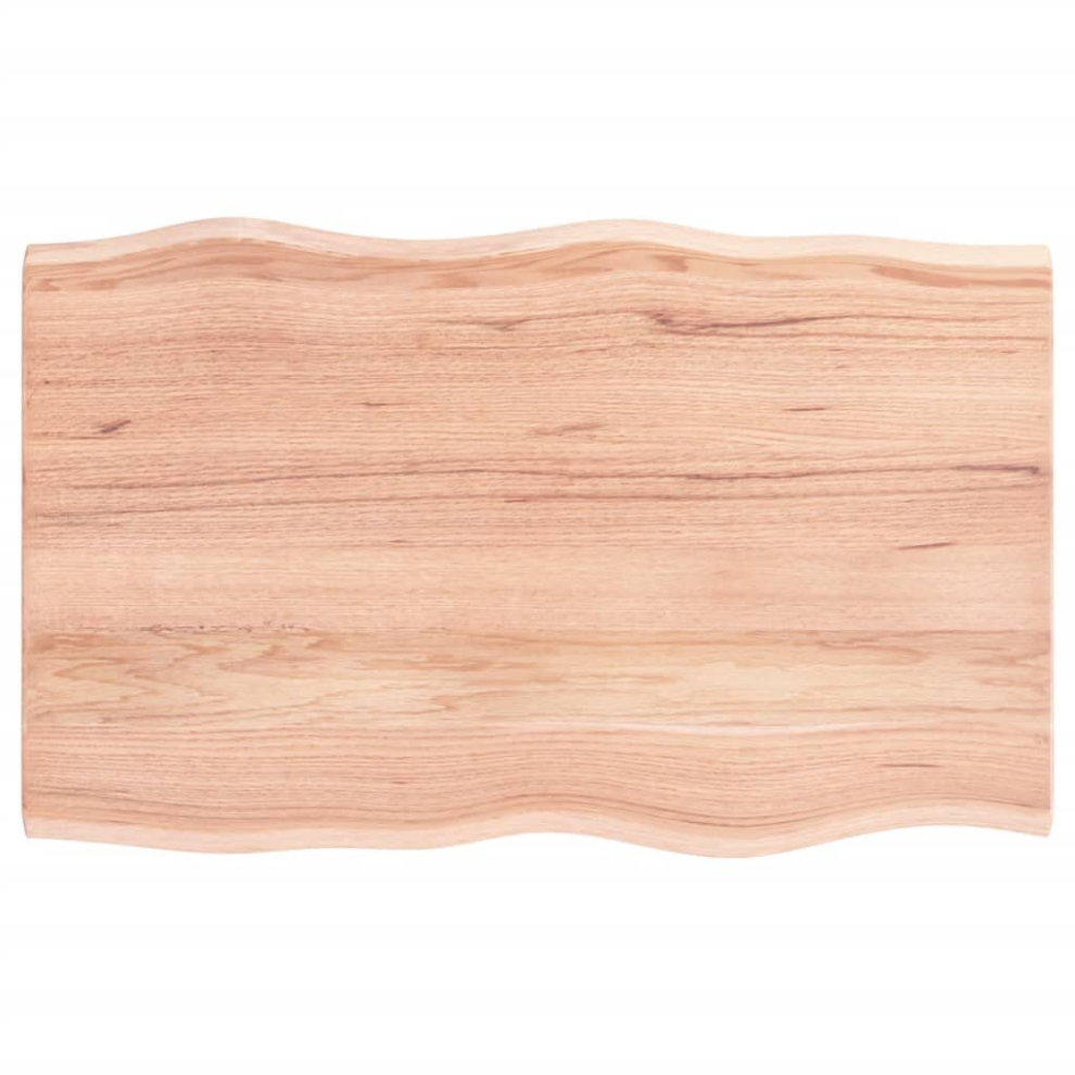 Vidaxl (Light Brown, 80 X 50 X 2 Cm) Table Top Wooden Desk Top For Table Treated Solid Wood Oak Live Edge
