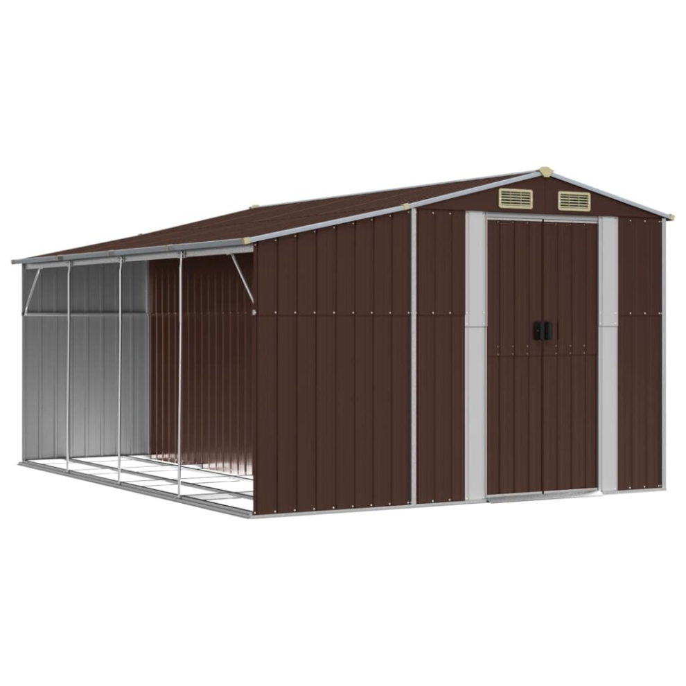 (brown, 277 x 365.5 x 179 cm) vidaXL Garden Shed Metal Shed Outdoor Storage Shed Anthracite Galvanised Steel