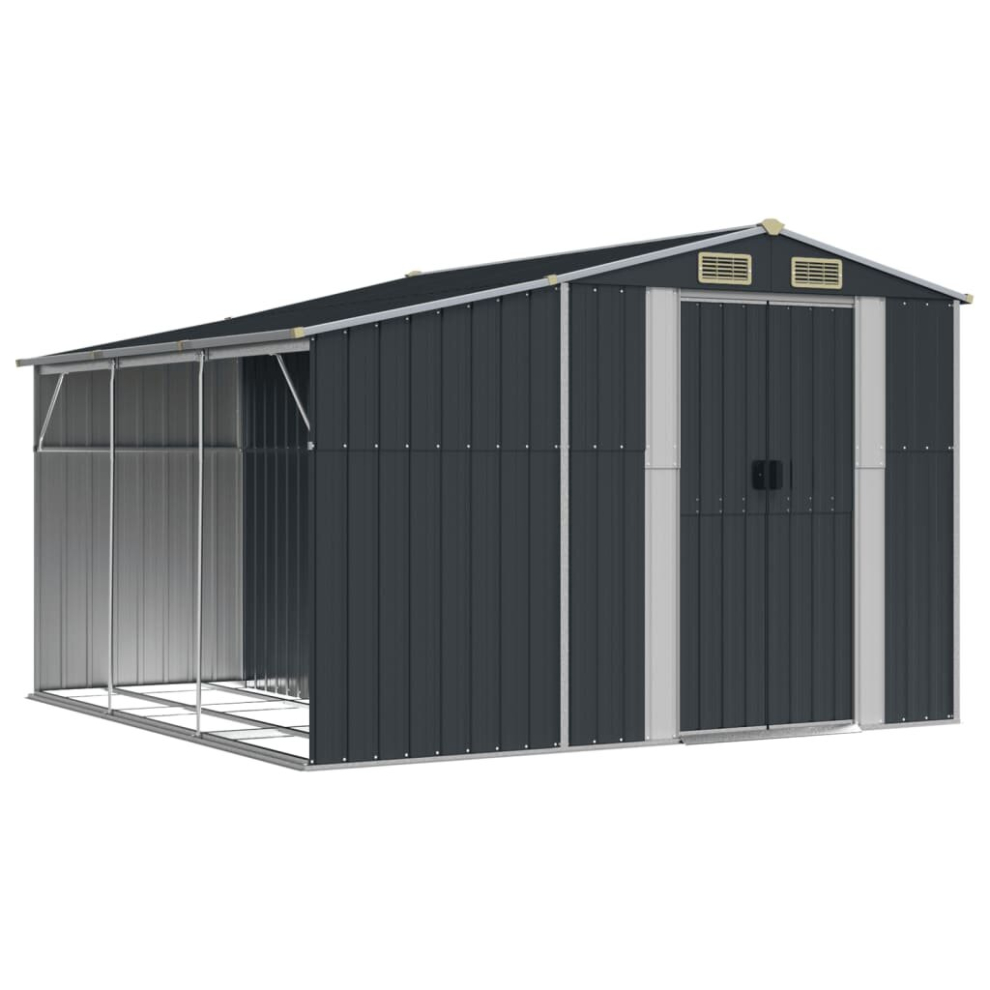 (anthracite, 277 x 279 x 179 cm) vidaXL Garden Shed Metal Shed Outdoor Storage Shed Anthracite Galvanised Steel