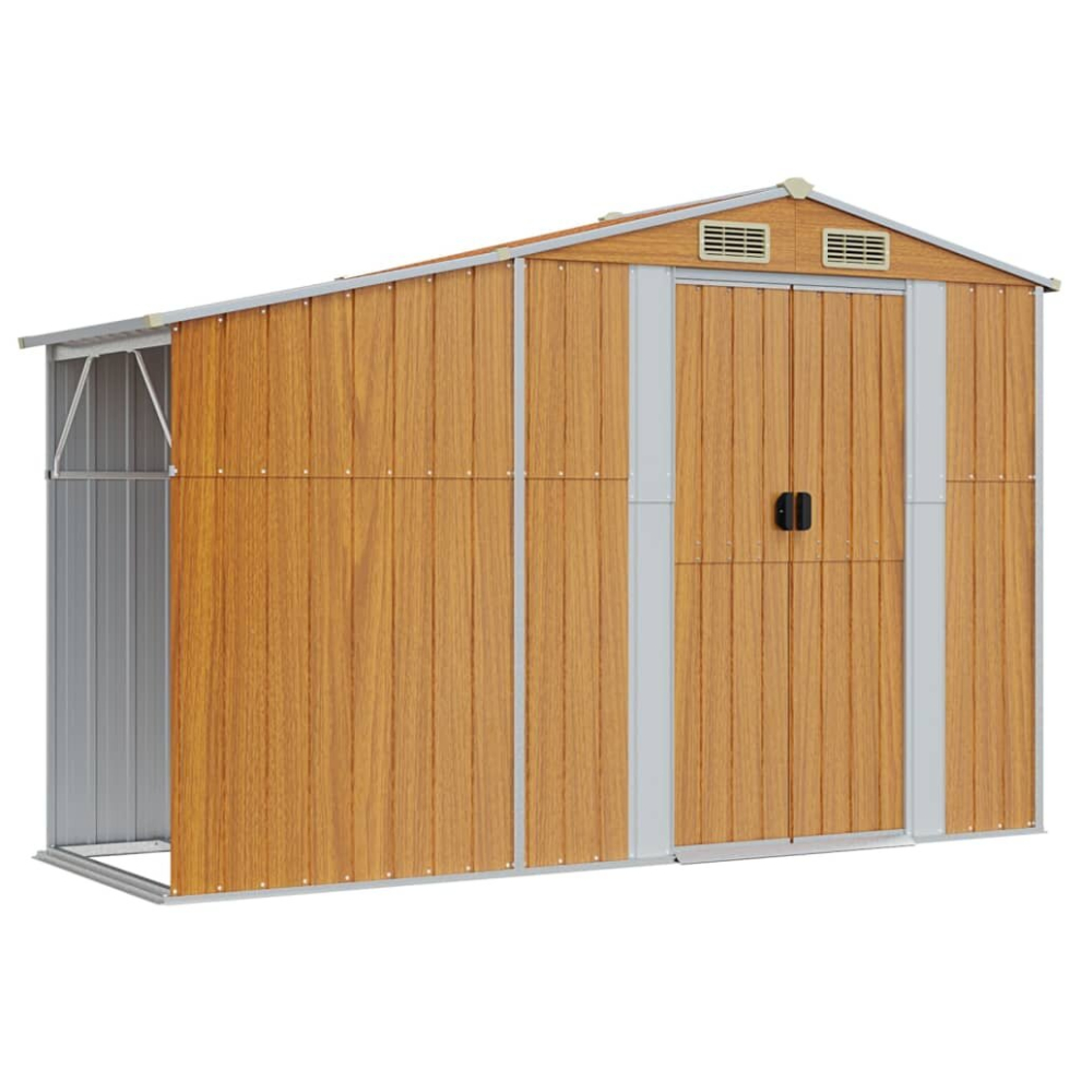 Vidaxl (Light Brown, 277 X 93 X 179 Cm) Garden Shed Metal Shed Outdoor Storage Shed Anthracite Galvanised Steel