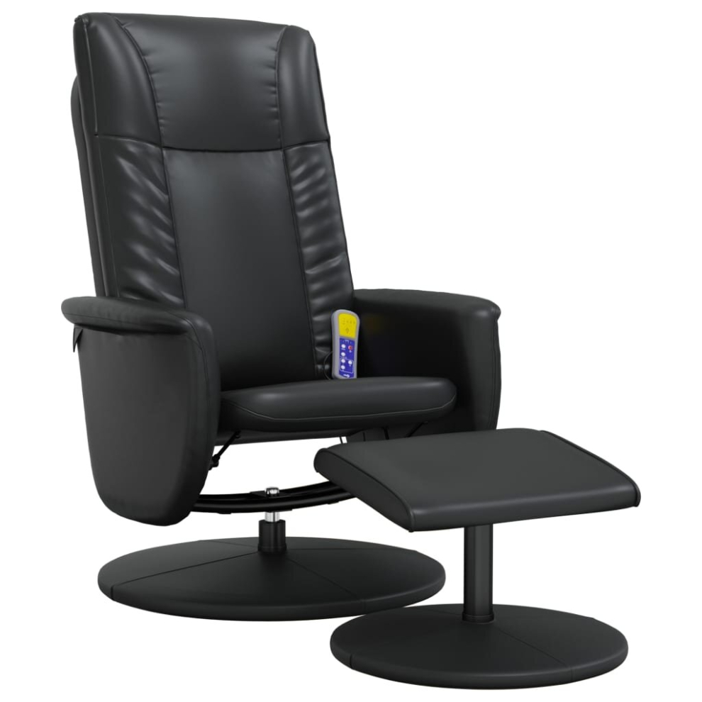 (black) vidaXL Massage Recliner Chair with Footstool Sofa Chair Black Faux Leather